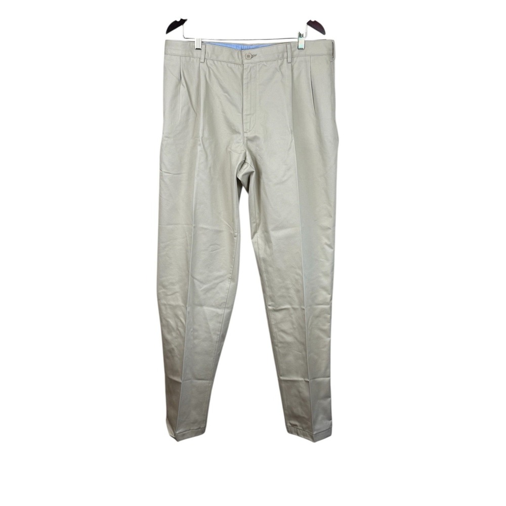 Lands'‎ End Chino Pants Traditional Fit Khaki Casual Trousers 37x35